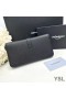 Yves Saint Laurent Large Line Zip Around Wallet In Grained Leather Black/Silver