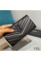 Yves Saint Laurent Large Monogram Flap Wallet In Grained Matelasse Leather Black/White