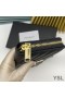 Yves Saint Laurent Large Monogram Zip Around Wallet In Grained Matelasse Leather Black/Gold