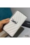 Yves Saint Laurent Large Monogram Zip Around Wallet In Grained Matelasse Leather White/Black