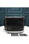 Yves Saint Laurent Large Niki Chain Bag In Crinkled And Quilted Leather Black/Silver