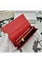 Yves Saint Laurent Large Y-Ligne Flap Wallet In Grained Leather Red/Gold