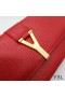 Yves Saint Laurent Large Y-Ligne Flap Wallet In Grained Leather Red/Gold