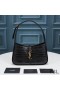 Yves Saint Laurent Le 5 A 7 Hobo Bag In Crocodile-Embossed Shiny Leather Black/Gold
