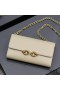 Yves Saint Laurent Le Maillon Chain Wallet In Shiny Leather Beige