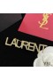 Yves Saint Laurent Logo Brooches Set In Metal and Crystal Gold