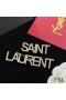 Yves Saint Laurent Logo Brooches Set In Metal and Crystal Silver