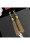 Yves Saint Laurent Loulou Earrings With Chain Tassels In Hammered Metal Gold