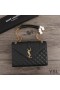 Yves Saint Laurent Medium Envelope Chain Bag In Mixed Grained Matelasse Leather Black/Gold