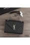 Yves Saint Laurent Medium Envelope Chain Bag In Mixed Grained Matelasse Leather Black/Silver