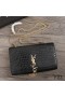 Yves Saint Laurent Medium Kate Chain Bag with Tassel In Crocodile Embossed Shiny Leather Black/Gold