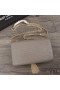 Yves Saint Laurent Medium Kate Chain Bag with Tassel In Crocodile Embossed Shiny Leather Grey/Gold
