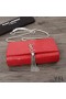 Yves Saint Laurent Medium Kate Chain Bag with Tassel In Crocodile Embossed Shiny Leather Red/Silver