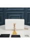 Yves Saint Laurent Medium Kate Chain Bag with Tassel In Crocodile Embossed Shiny Leather White/Gold