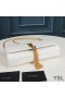 Yves Saint Laurent Medium Kate Chain Bag with Tassel In Crocodile Embossed Shiny Leather White/Gold