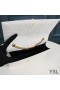 Yves Saint Laurent Medium Kate Chain Bag with Tassel In Crocodile Embossed Shiny Leather White/Gold