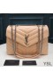 Yves Saint Laurent Medium Loulou Chain Bag In Y Matelasse Leather Apricot/Silver
