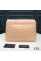 Yves Saint Laurent Medium Loulou Chain Bag In Y Matelasse Leather Apricot/Silver