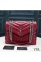 Yves Saint Laurent Medium Loulou Chain Bag In Y Matelasse Leather Red/Silver