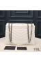 Yves Saint Laurent Medium Loulou Chain Bag In Y Matelasse Leather White/Silver