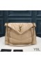 Yves Saint Laurent Medium Loulou Puffer Bag In Quilted Lambskin Apricot/Gold