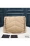 Yves Saint Laurent Medium Loulou Puffer Bag In Quilted Lambskin Apricot/Silver
