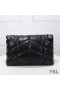 Yves Saint Laurent Medium Loulou Puffer Bag In Quilted Lambskin Black/Silver