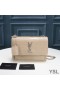 Yves Saint Laurent Medium Sunset Chain Bag In Crocodile Embossed Leather Apricot/Silver
