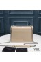 Yves Saint Laurent Medium Sunset Chain Bag In Crocodile Embossed Leather Apricot/Silver