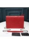 Yves Saint Laurent Medium Sunset Chain Bag In Crocodile Embossed Leather Red/Silver