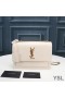 Yves Saint Laurent Medium Sunset Chain Bag In Crocodile Embossed Leather White/Gold