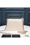 Yves Saint Laurent Medium Sunset Chain Bag In Crocodile Embossed Leather White/Gold