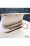 Yves Saint Laurent Medium Sunset Chain Bag In Crocodile Embossed Leather White/Gold