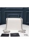 Yves Saint Laurent Medium Sunset Chain Bag In Leather White/Silver