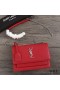Yves Saint Laurent Medium Sunset Chain Bag In Textured Leather Red/Silver