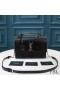 Yves Saint Laurent Medium Sunset Satchel In Crocodile-Embossed Shiny Leather Black/Silver