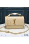 Yves Saint Laurent Medium Sunset Satchel In Smooth Leather Apricot/Gold