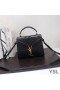 Yves Saint Laurent Mini Cassandra Top Handle Bag In Crocodile Embossed Leather Black/Gold