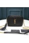 Yves Saint Laurent Mini Lou Camera Bag In Textured Matelasse Leather Black/Gold