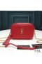 Yves Saint Laurent Mini Lou Camera Bag In Textured Matelasse Leather Red/Gold