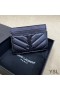 Yves Saint Laurent Monogram Card Case In Grained Matelasse Leather Black