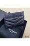 Yves Saint Laurent Monogram Card Case In Grained Matelasse Leather Black