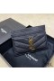 Yves Saint Laurent Monogram Card Case In Grained Matelasse Leather Black/Gold