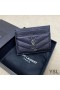 Yves Saint Laurent Monogram Card Case In Grained Matelasse Leather Black/Silver