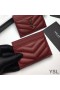 Yves Saint Laurent Monogram Card Case In Grained Matelasse Leather Burgundy/Gold