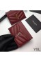 Yves Saint Laurent Monogram Card Case In Grained Matelasse Leather Burgundy/Silver