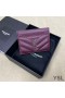 Yves Saint Laurent Monogram Card Case In Grained Matelasse Leather Purple/Silver