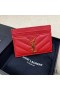 Yves Saint Laurent Monogram Card Case In Grained Matelasse Leather Red/Gold