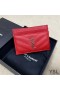 Yves Saint Laurent Monogram Card Case In Grained Matelasse Leather Red/Silver