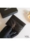 Yves Saint Laurent Monogram Card Case In Matelasse Lambskin Black/Silver